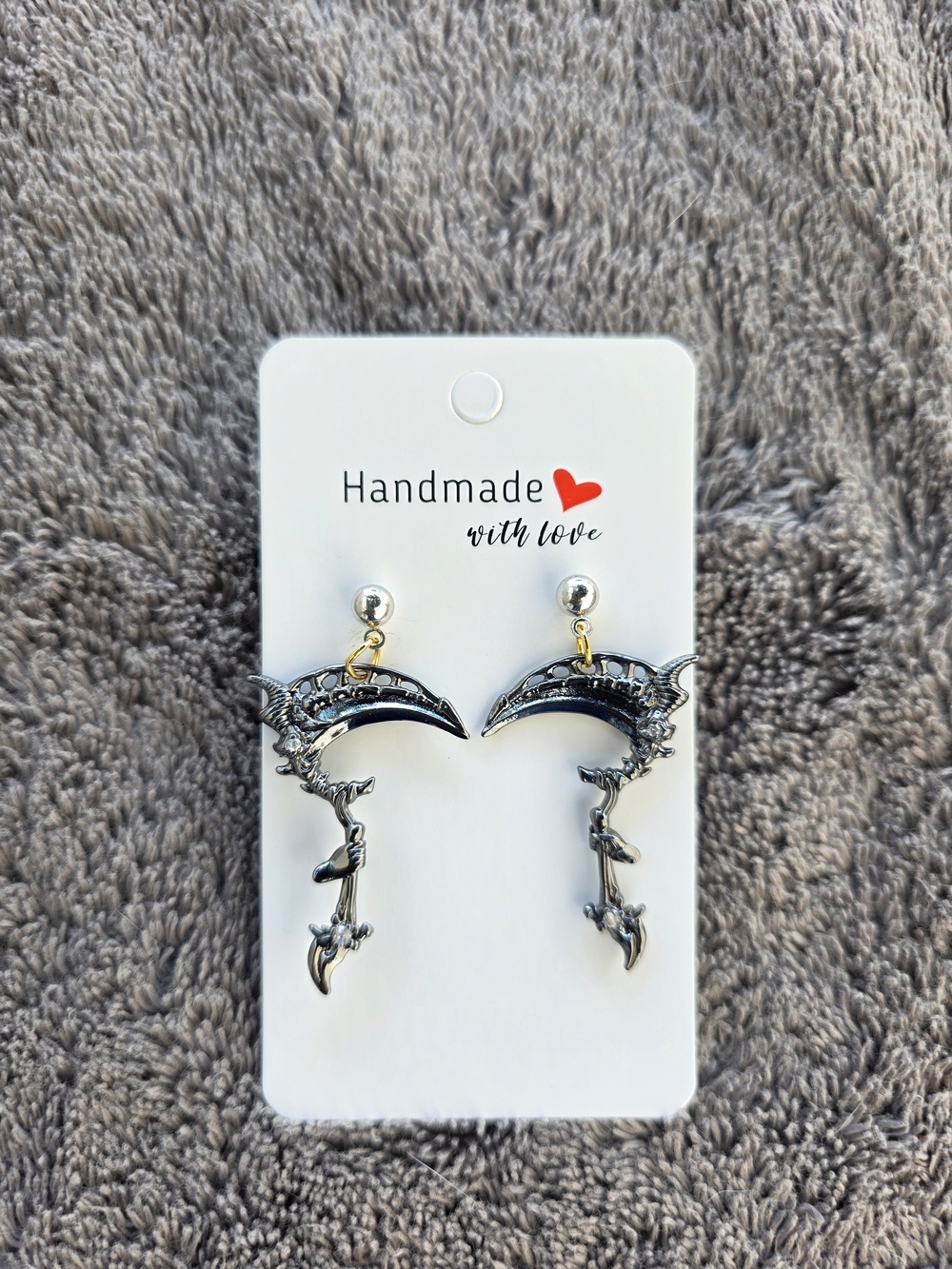 Halloween Earrings: Scythe - Pewter
